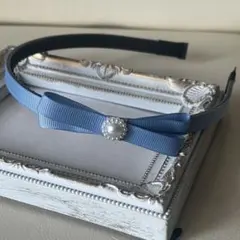 パールパーツ付き水色リボンカチューシャ♡入学式入園式発表会大人女子にもキッズ