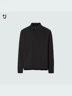 UNIQLO プラスJ メリノブレンドニットポロシャツ（長袖） L ブラック