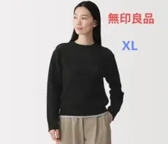 無印良品 婦人 洗えるメッシュクルーネックセーター XL 黒