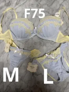 Dolce Fiora水色と黄色のブラジャーショーツセット F75/M.L