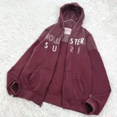 ホリスター パーカー ロゴ刺繍 ジップアップ 綿 ボルドー サーフ