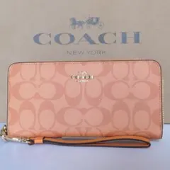 COACH 長財布 シグネチャー ロング ジップ アラウンド C4452 ピンク