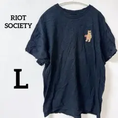 1点もの⭐️【L】RIOT SOCIETY ブラック クマプリント Tシャツ