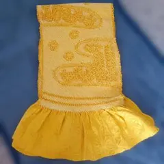 黄色　花柄刺繍　帯揚げ