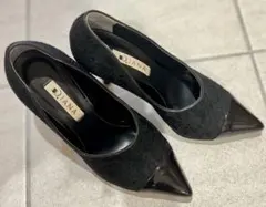 Diana ブラック ポインテッドトゥパンプス 24cm