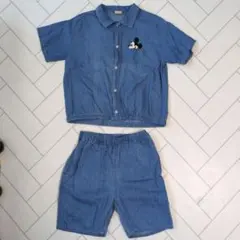 petit main プティマイン　ミッキー　デニム　セットアップ　110