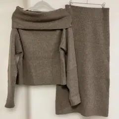 MilaOwen[ミラオーウェン] オフタートル2way畦ニットSETUP