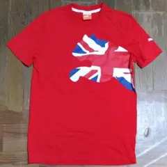 PUMAプーマ国内品アイコンデカロゴ半袖TシャツXS(レディースM)色レッド美品