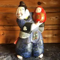 郷土玩具　長野県　中野人形　土雛　『だるま持ち大黒』 奈良久雄作 奈良久雄の力もちなど中野土人形を数点｜骨董品買取よろず屋ありんす