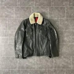 00's old 襟ボア レザーフライトジャケット ブラック