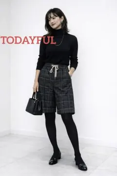 トゥデイフル チェックハーフパンツ サイズ36 ウールライク ショートパンツのサムネイル