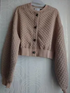 VIS ベージュ キルティング カーディガン スカートセットアップ