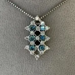 Pt900/850 D0.54ct ダイヤモンド 無色 ブルー ネックレス - メルカリ