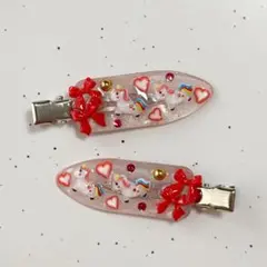 【平成レトロ】ユニコーン☆ラブリーレインボー ヘアクリップ（2個セット）