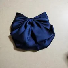ネイビー リボン ヘアアクセサリー　お団子