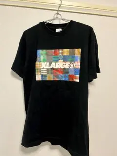 XLARGE チェック柄ロゴ Tシャツ ブラック
