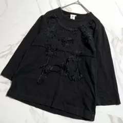 AD2006 archive 丸襟ナイロン半袖ブラウス 黒 ラウンドカラー