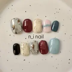 814【ベリーショート】ネイルチップ 個性派デザイン　ニュアンス　ぷっくりネイル