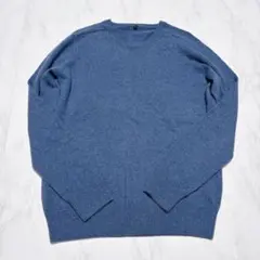 無印良品　カシミヤ 100% ニット　XLサイズ ブルー　クルーネック　洗濯可