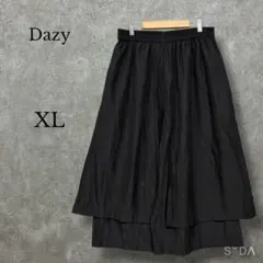 ♡デイジー【XL】ワイドパンツ ガウチョ ウエストゴム 大きいサイズ ブラック