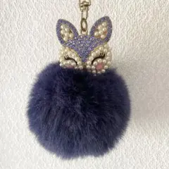 キツネちゃん ファー チャーム バッグチャーム キーホルダー キラキラ ふわふわ