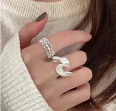 ♥️人気商品♥️リング　指輪　シルバー　シンプル　フリー　2点セット　量産型