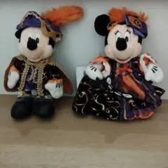 ミッキー&ミニー　ハロウィンぬいぐるみバッチ