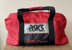 ビンテージ asics レトロ アシックス ボストンバッグ 赤黒のサムネイル