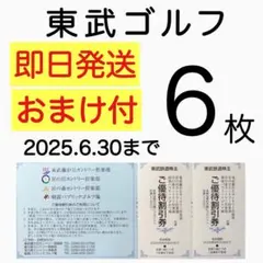 ⭐︎●おまけ付●東武ゴルフ場 ご優待割引 ６枚 東武鉄道 株主優待aw