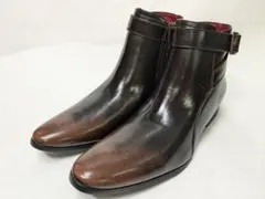 7cm UP シークレット モンクストラップ サイドジップ ブーツ Dブラウン