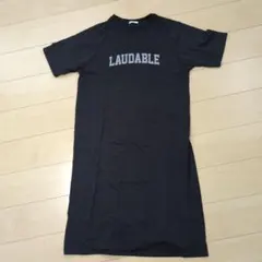 LAUDABLE ロゴプリント カットソーワンピース ブラック L