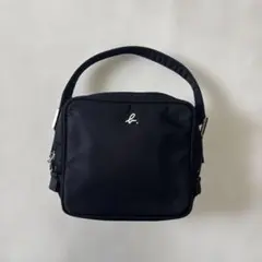 agnes b. ミニハンドバッグ ナイロン ブラック ロゴ入り