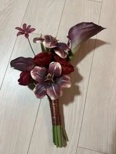 結婚式 ウエディングブーケ 造花 ボルドー
