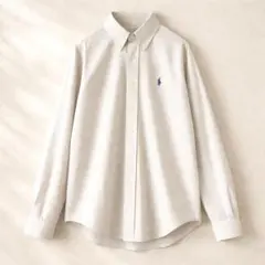 くろた様専用ラルフローレンXL相当 薄手チェックシャツ青×ベージュ ポニー刺繍