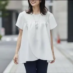 【美品】エルフランク 2WAY異素材ドッキングチューリップスリーブトップスのサムネイル