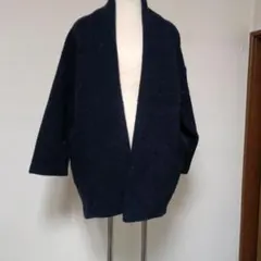 ネイビー フリース風カーディガン 長袖