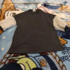 グレー 七分袖 フリース Tシャツ