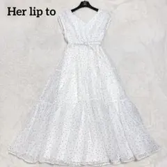 Herlipto Tiered Polka-Dot Long Dress (M)