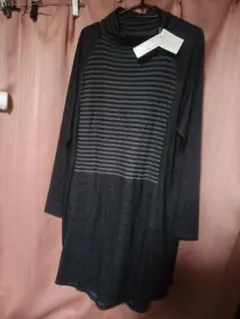 新品タグ付き CEAT CHICAセシカダークグレー ストライプ 長袖ワンピース