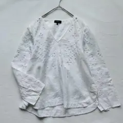 Theory セオリー リネンブラウス カットソー レース刺繍 カットワークSのサムネイル