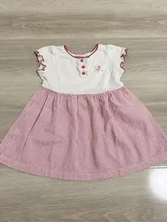 MIKI HOUSE うさぎ刺繍 ストライプ ワンピースのサムネイル