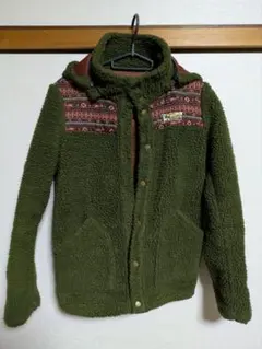 フリースジャケット オリーブグリーン フード付き　チチカカ