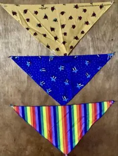 バンダナ3点セット（バラ柄・UFO柄・レインボーカラー柄)