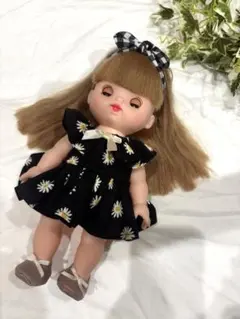 メルちゃんサイズ　花柄ワンピース＆ヘアバンドセット