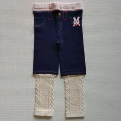 ホットビスケッツ　レギンス　ブルー×オフホワイト　100cm