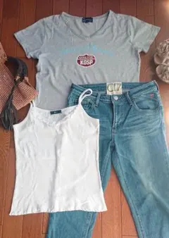 gu 白キャミソール カンゴール 半袖Tシャツ 2枚まとめ売り