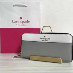 ケイトスペード kate spade 長財布 フラワー デニム スリム 新品保管 