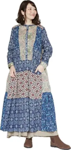 チャイハネ　ペイズパッチワークワンピース