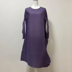 プリーツ　ワンピース　大人　可愛い　上品　デザイン　紫　パープル　春　夏　素敵