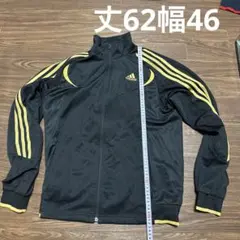adidas フルジッパージャージブラック/イエロー ジャージ S/M
